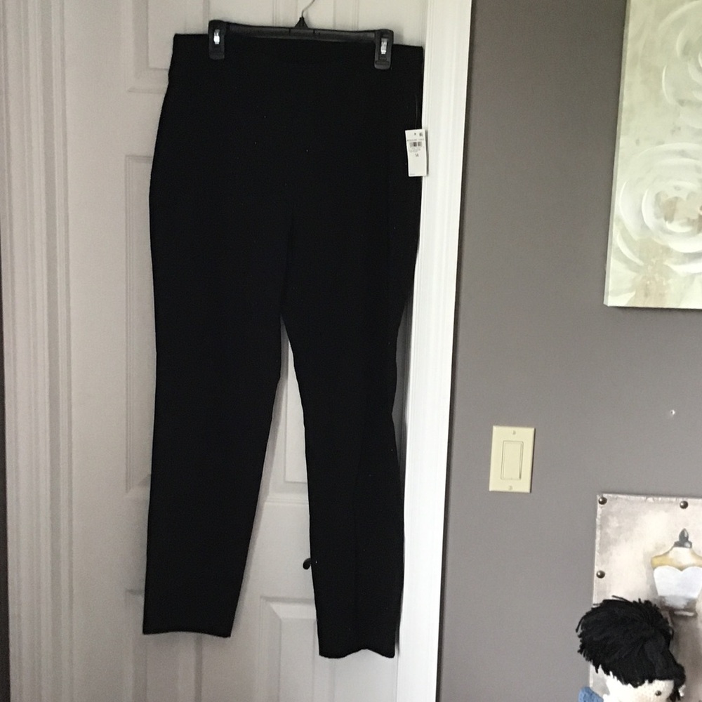 INC International Concepts Black Ponte Ankle Pants with sparkle.